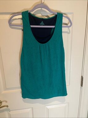 Prana Teal Textured Racerback Tank
